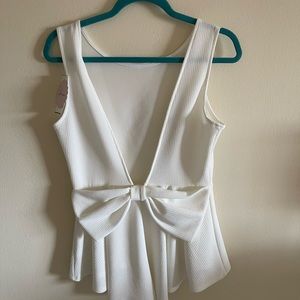 White soprano bow back tank top